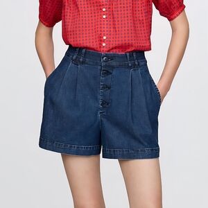 Gap × DÔEN High Rise Pleated Denim Trouser Shorts Indigo Blue Size 25 / 0 NWT
